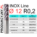 Frez z promieniem naroża fi 12 R0,2 INOX LINE